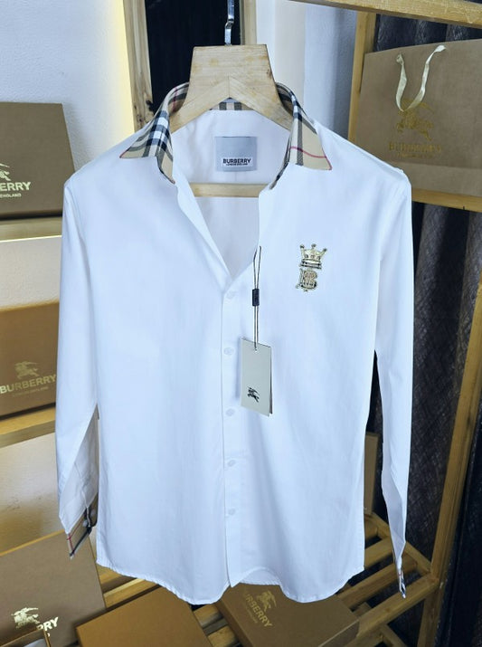 BURRBERYY COLLAR CHEX SHIRT WHITE