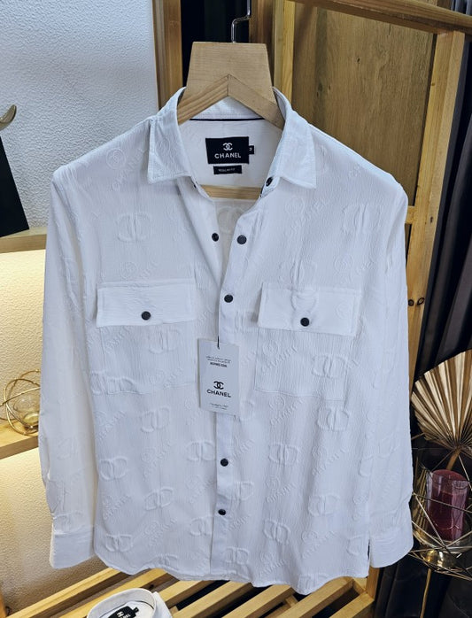 CHAANEEL EMBOSS SHIRTS WHITE