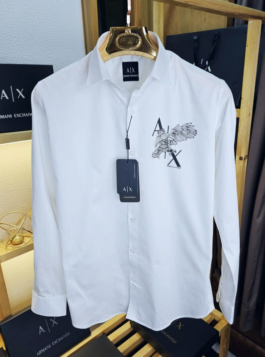 Armanii Exxchnge Logo Plain shirts white