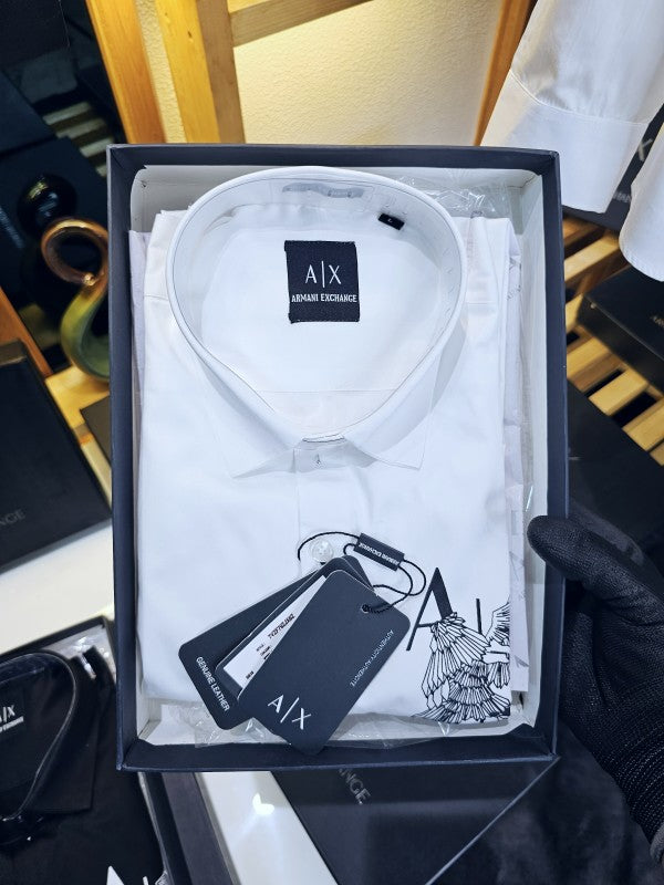 Armanii Exxchnge Logo Plain shirts white