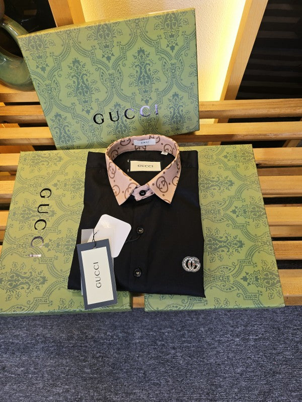 Guccii  Brown Collar Shirt Black