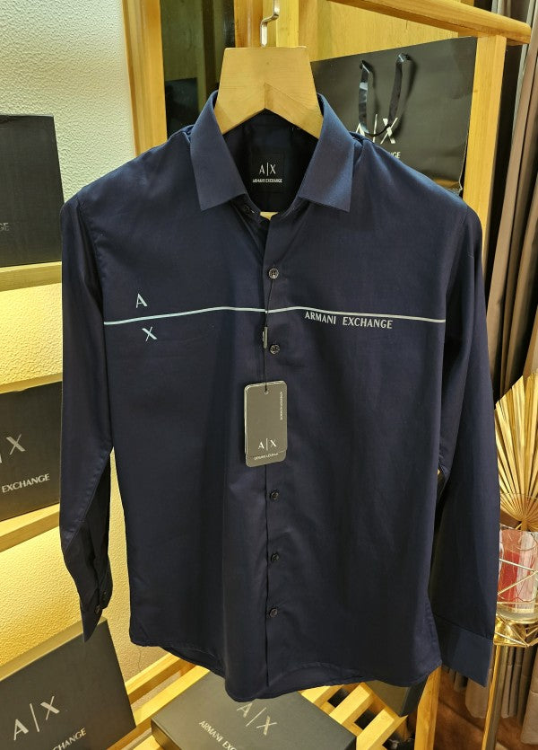 ArrmanIi Exxchange Shirts Mid Lin Logo navy M166-N