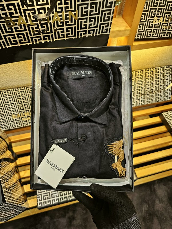 BALMAIIN POCKET LOGO SHIRTS BLACK