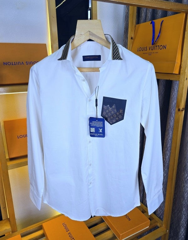 Louiis Vuiton Collar Pattern Shirt White